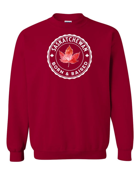 Born and Raised Saskatchewan Full Crewneck - Gildan Canada (sewn Internationally)