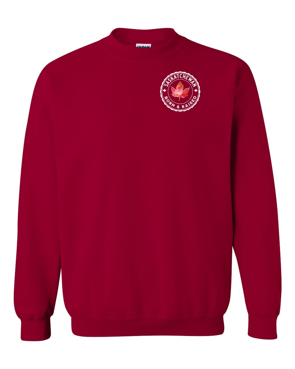 Born and Raised Saskatchewan Left Chest and Back Crewneck - Gildan Canada (sewn Internationally)