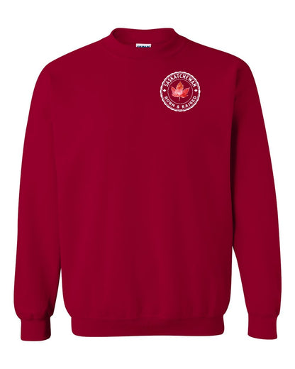 Born and Raised Saskatchewan Left Chest and Back Crewneck - Gildan Canada (sewn Internationally)
