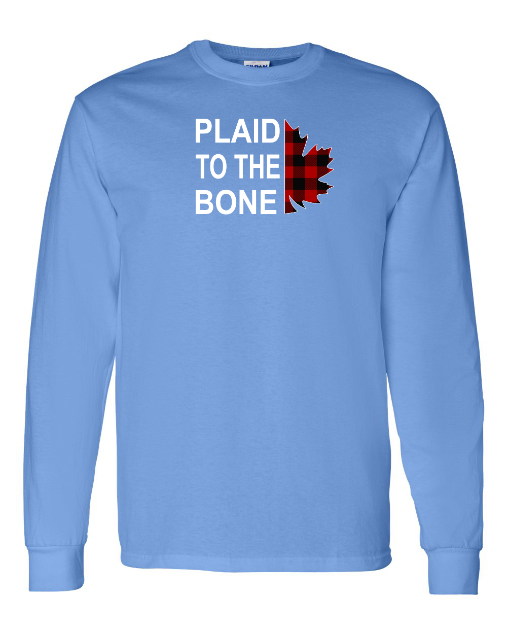 Plaid to the Bone Stacked Leaf Left Chest Long Sleeve