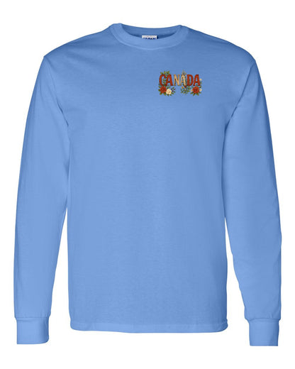 Canada Flowers Left Chest and Back Long Sleeve - Gildan Canada (sewn Internationally)