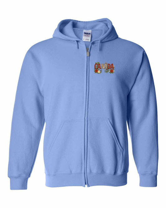 Canada Flowers Left Chest Zip Hoodie - Gildan Canada (sewn Internationally)