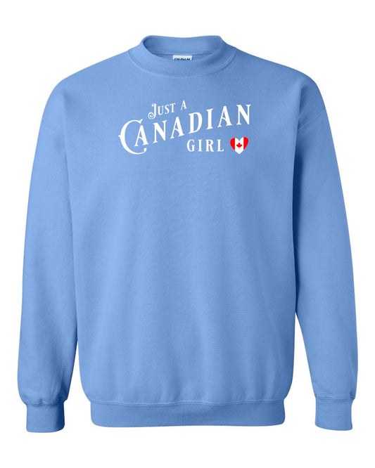 Just A Canadian Girl (Heart Flag Full) Full Crewneck - Gildan Canada (sewn Internationally)
