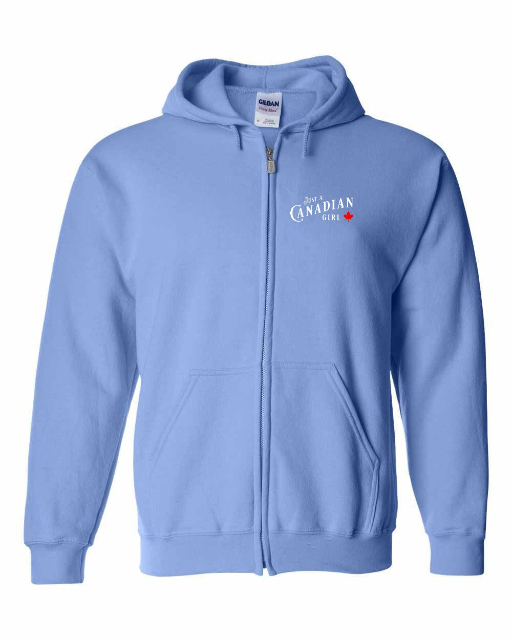 Just a canadian Girl Leaf Left Chest Zip Hoodie