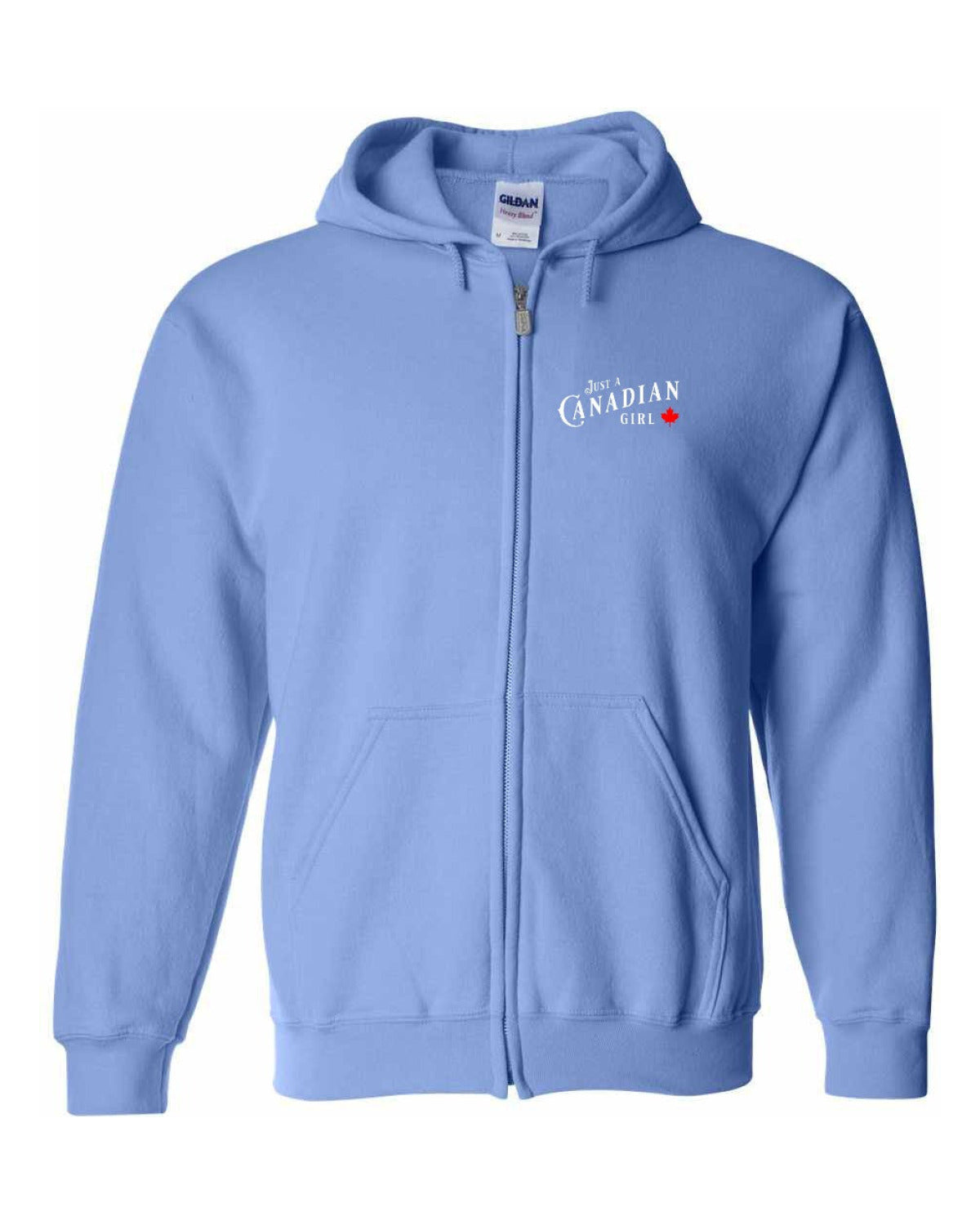 Just a canadian Girl Leaf Left Chest and Back Zip Hoodie - Unisex
