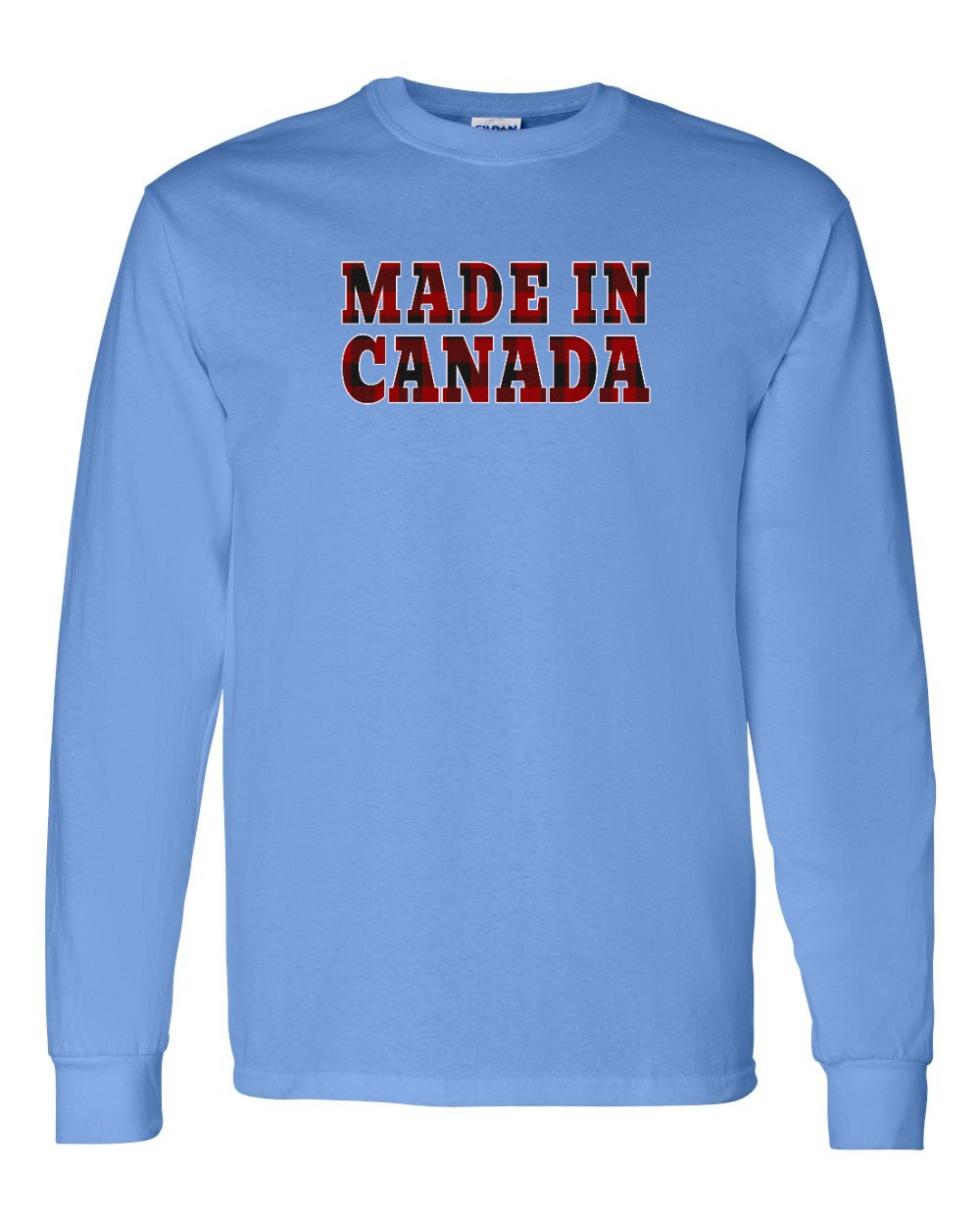 Made in Canada Plaid Background Full Long Sleeve - Gildan Canada (sewn Internationally)