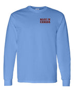 Made in Canada Plaid Background Left Chest and Back Long Sleeve - Unisex