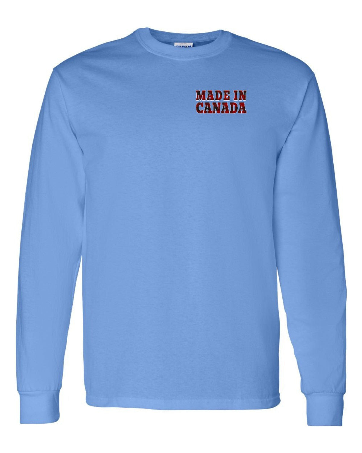 Made in Canada Plaid Background Left Chest Long Sleeve - Unisex