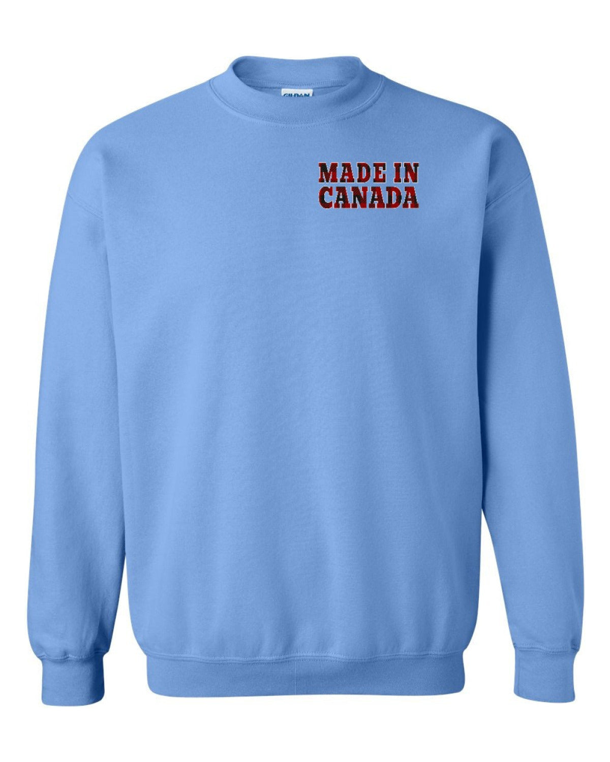 Made in Canada Plaid Background Left Chest Crewneck - Unisex