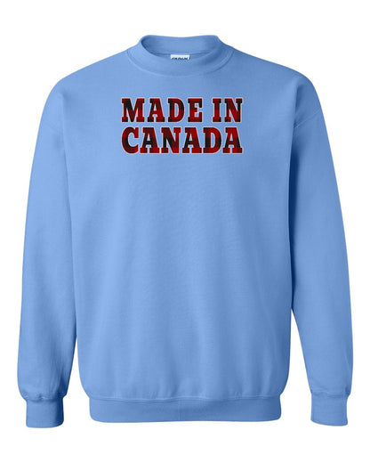 Made in Canada Plaid Background Full Crewneck - Gildan Canada (sewn Internationally)