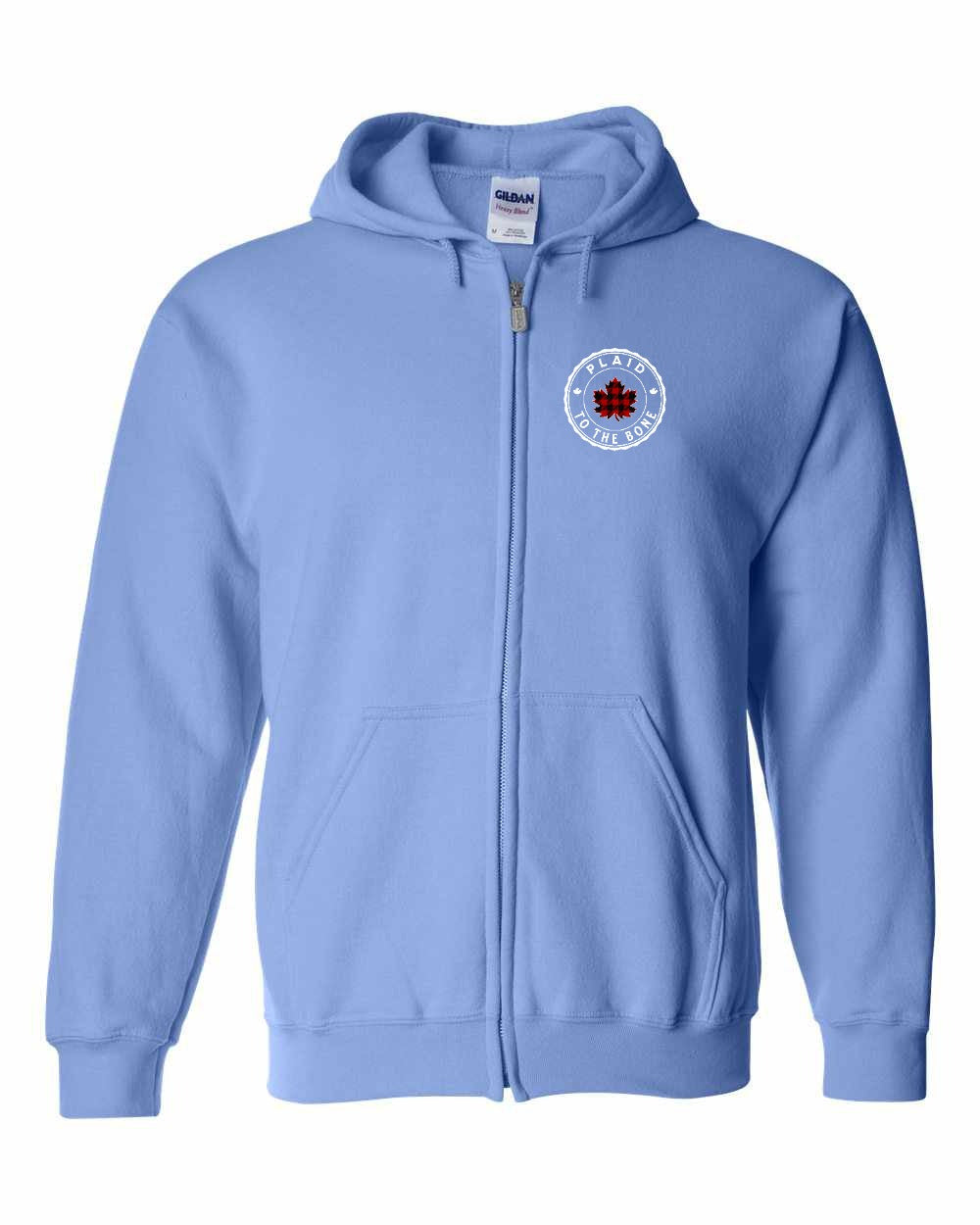 Plaid to the Bone Circle Leaf Left Chest and Back Zip Hoodie - Unisex