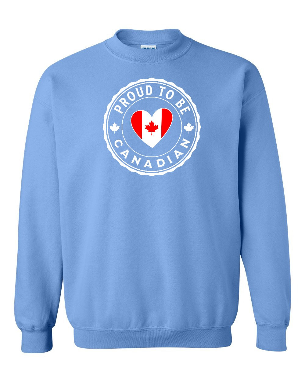 Proud to be Canadian Heart Flag Full Crewneck - Gildan Canada (sewn Internationally)
