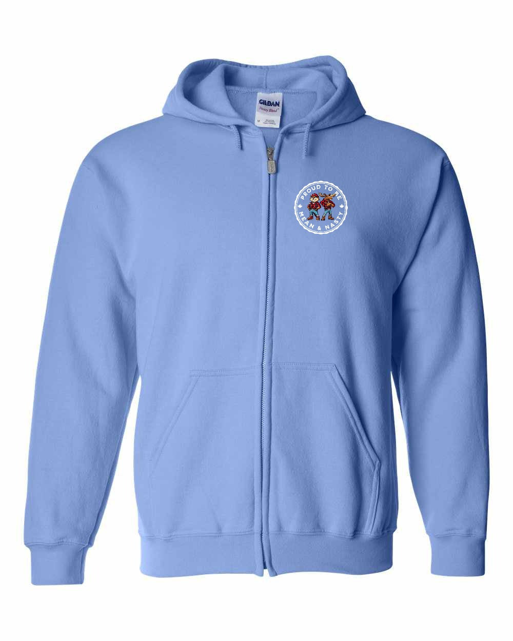 Proud Mean & Nasty Beaver and Moose Left Chest Zip Hoodie - Gildan Canada (sewn Internationally)