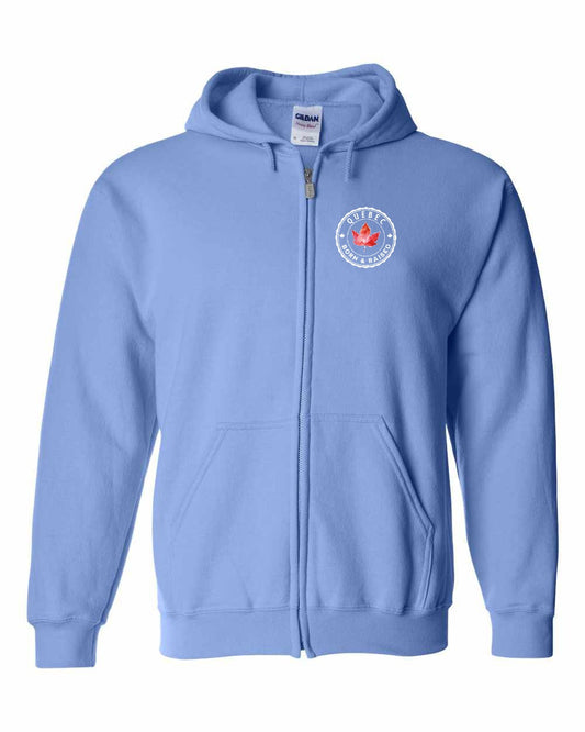 Born and Raised Quebec Left Chest and Back Zip Hoodie - Gildan Canada (sewn Internationally)