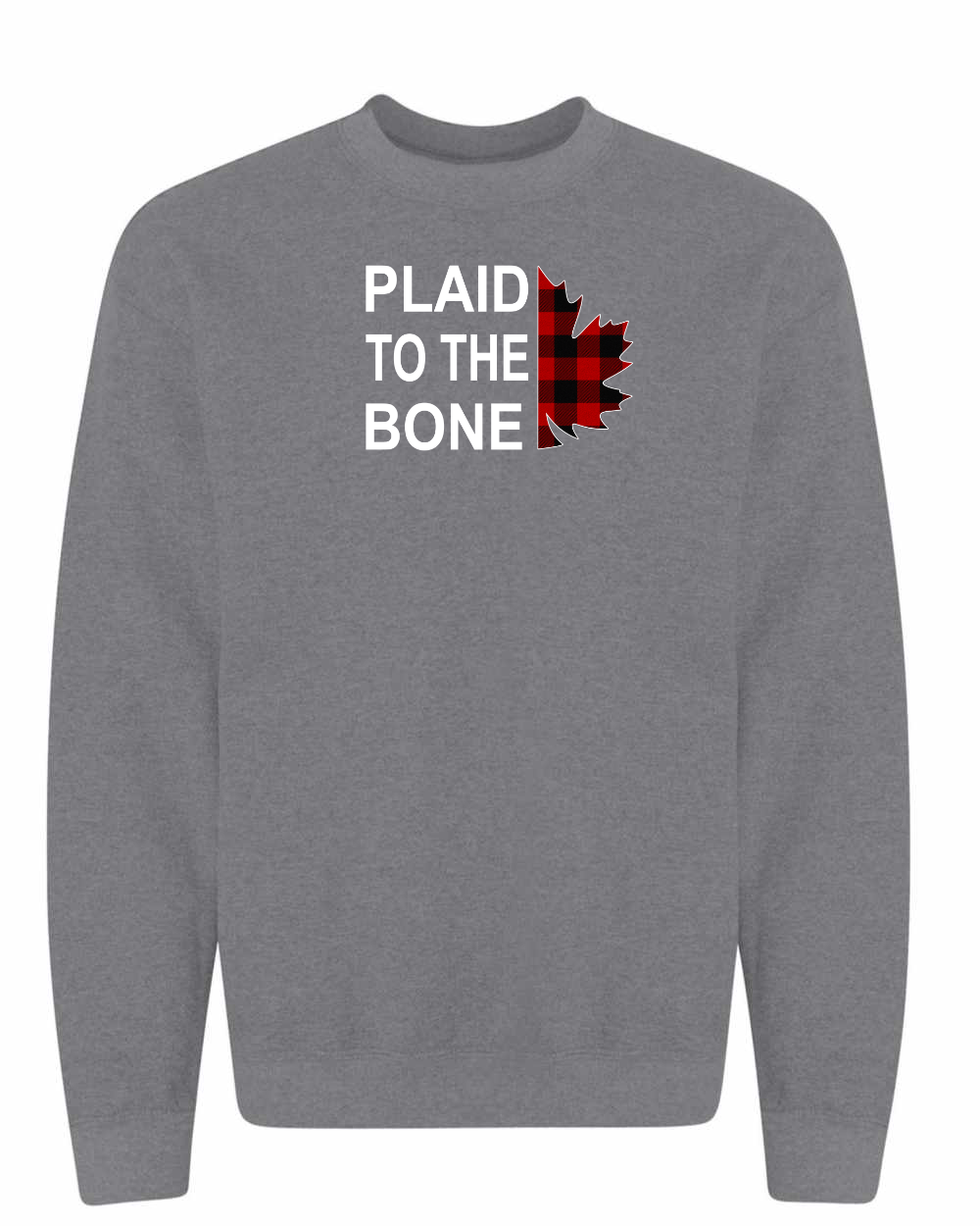 Plaid to the Bone Stacked Leaf Full Crewneck
