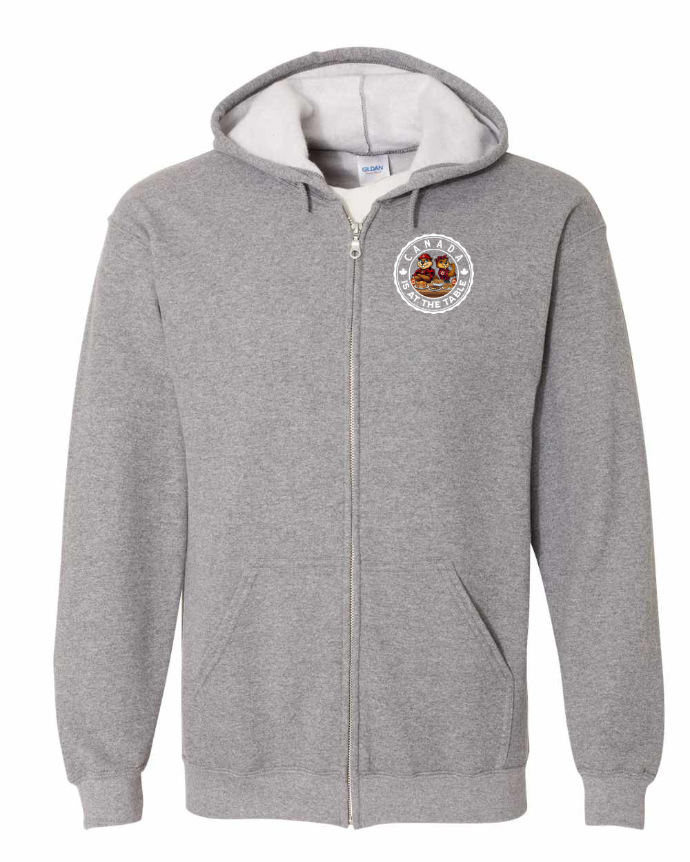 Canada At The Table Left Chest Zip Hoodie - Unisex