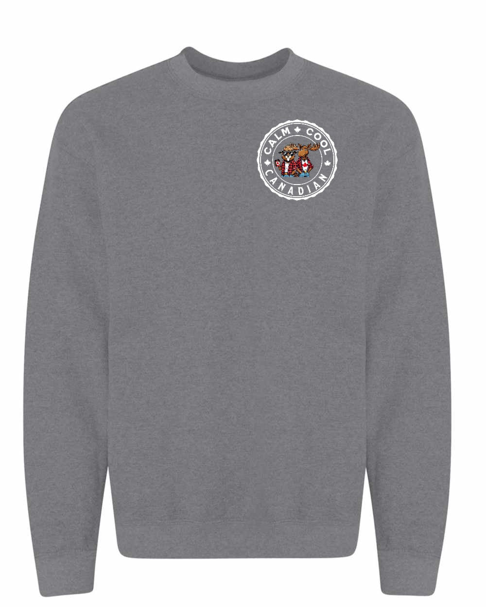 Calm Cool Moose and Beaver Left Chest and Back Crewneck - Gildan Canada (sewn Internationally)