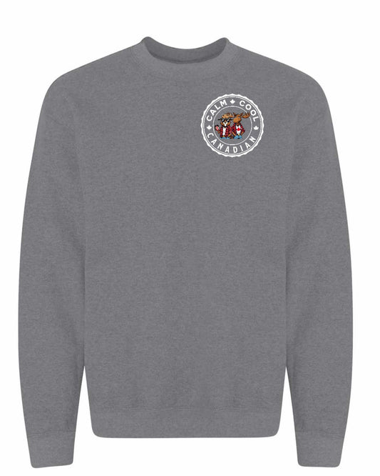 Calm Cool Moose and Beaver Left Chest Crewneck - Gildan Canada (sewn Internationally)