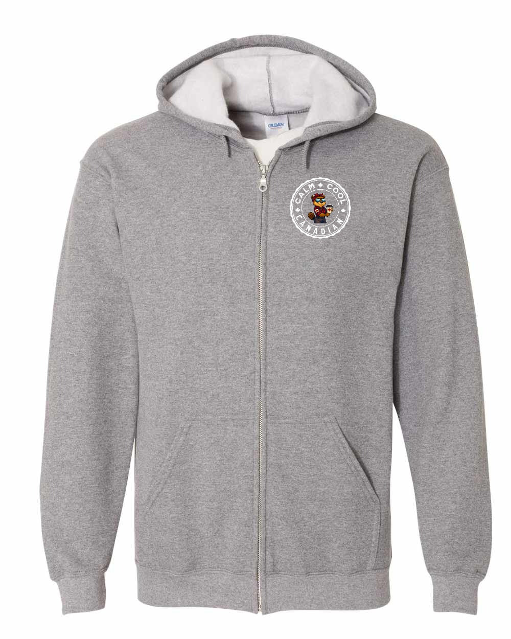 Calm Cool Rosie Sunglasses Left Chest and Back Zip Hoodie - Gildan Canada (sewn Internationally)