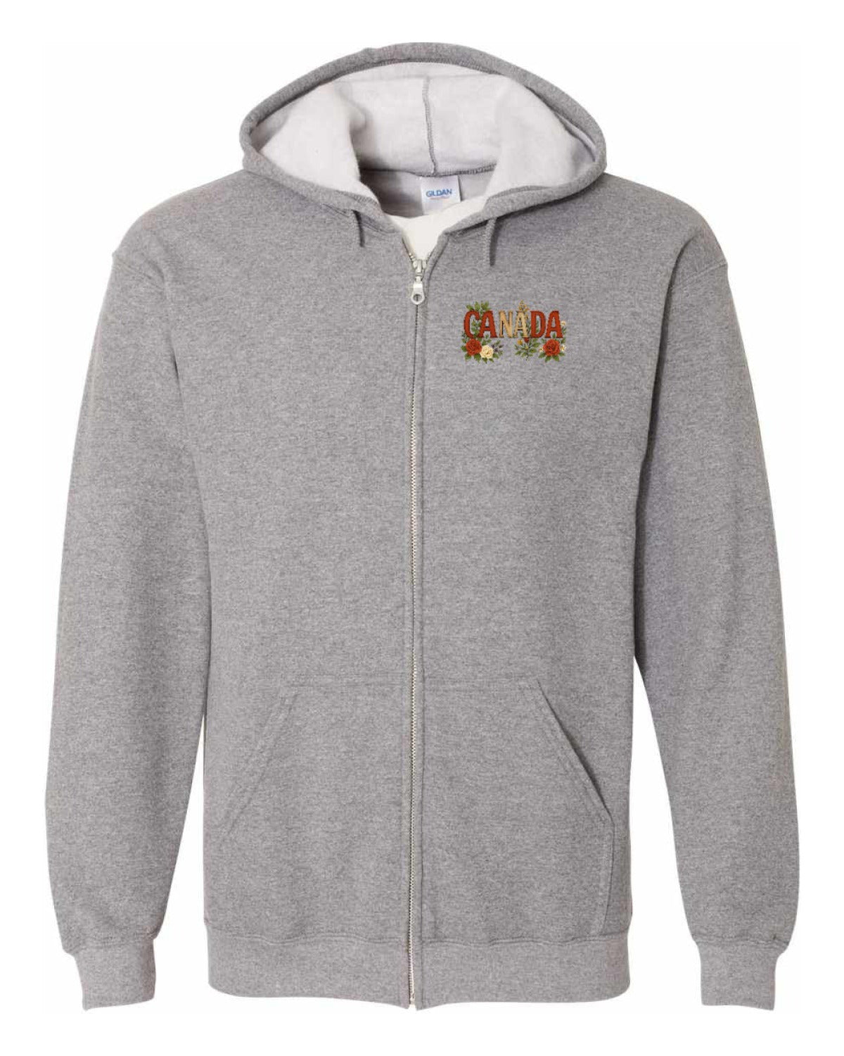 Canada Flowers Left Chest Zip Hoodie - Unisex