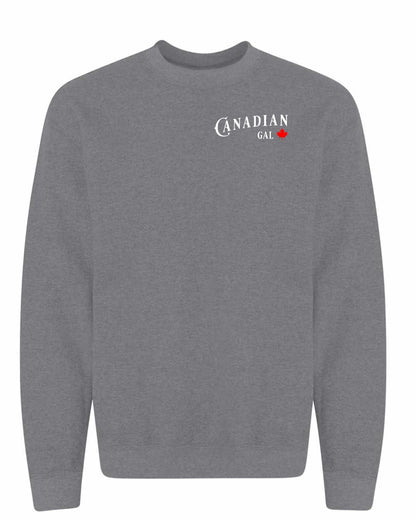 Canadian Gal Left Chest and Back Crewneck - Gildan Canada (sewn Internationally)