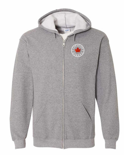 Canadian Strong Leaf Left Chest Zip Hoodie - Gildan Canada (sewn Internationally)