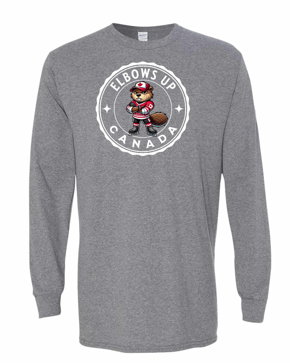 Elbows up Beaver Full Long Sleeve - Gildan Canada (sewn Internationally)