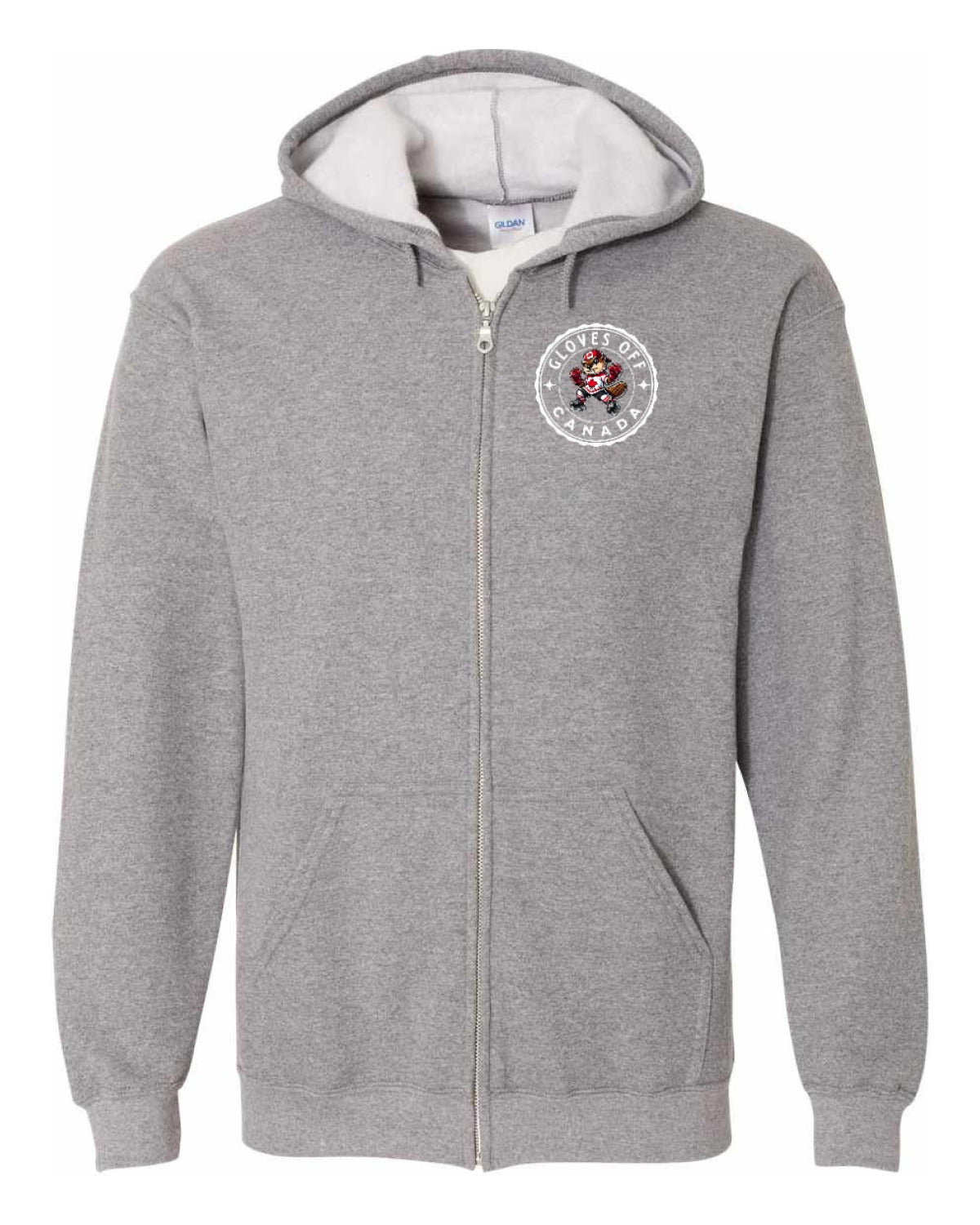 Gloves Off Beaver Left Chest and Back Zip Hoodie - Unisex