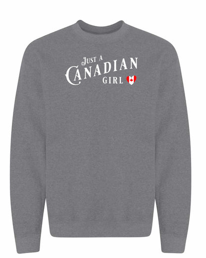 Just A Canadian Girl (Heart Flag Full) Full Crewneck - Gildan Canada (sewn Internationally)