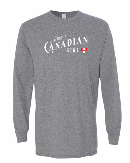 Just A Canadian Girl (Heart Flag Full) Full Long Sleeve - Gildan Canada (sewn Internationally)