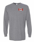 Made in Canada Flag Background Left Chest and Back Long Sleeve - Unisex