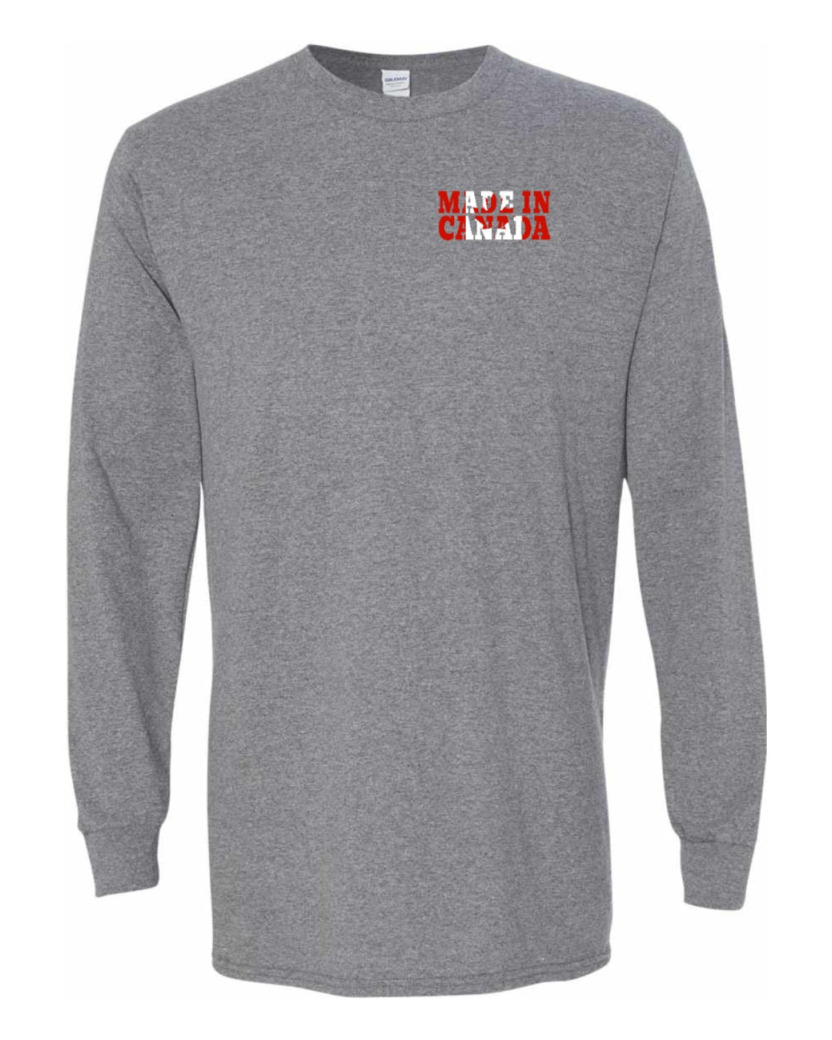 Made in Canada Flag Background Left Chest Long Sleeve - Unisex