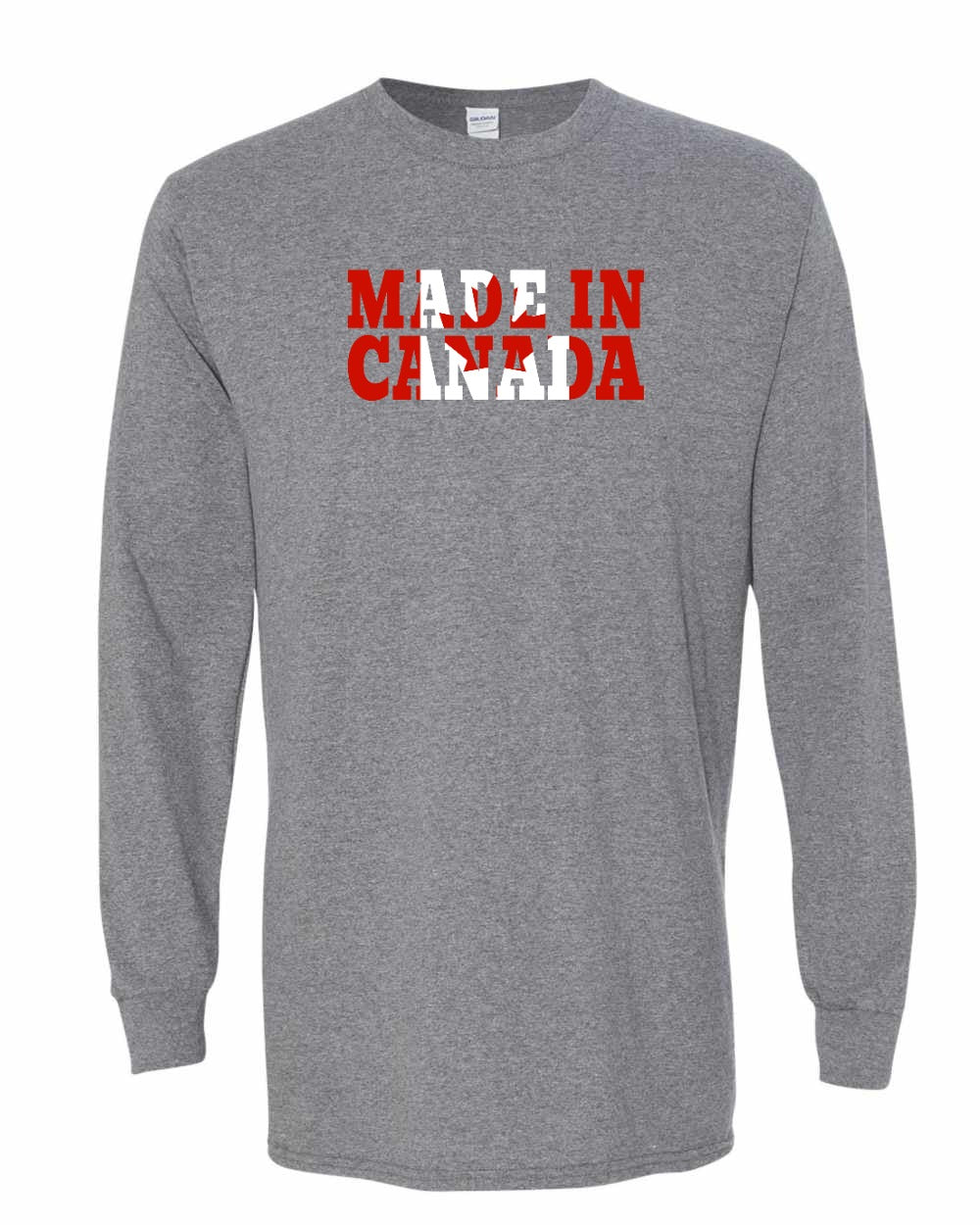 Made in Canada Flag Background Full Long Sleeve - Gildan Canada (sewn Internationally)