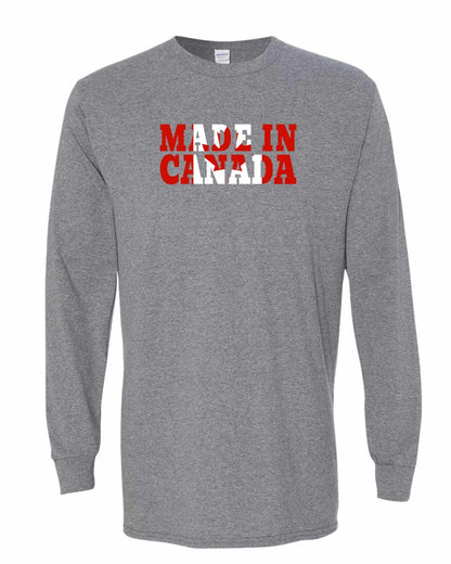 Made in Canada Flag Background Full Long Sleeve - Gildan Canada (sewn Internationally)