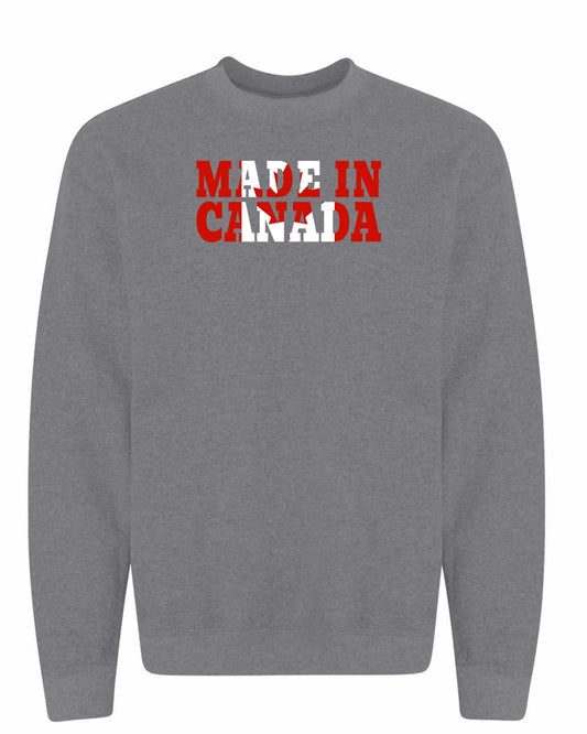 Made in Canada Flag Background Full Crewneck - Gildan Canada (sewn Internationally)