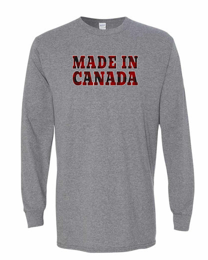 Made in Canada Plaid Background Full Long Sleeve - Gildan Canada (sewn Internationally)