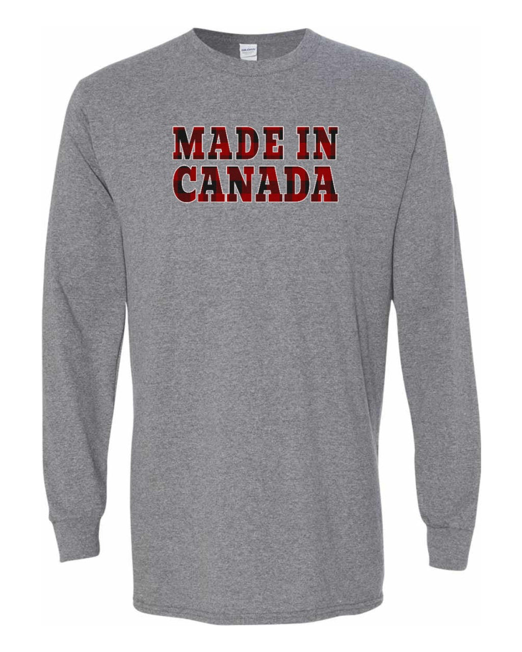 Made in Canada Plaid Background Full Long Sleeve - Unisex