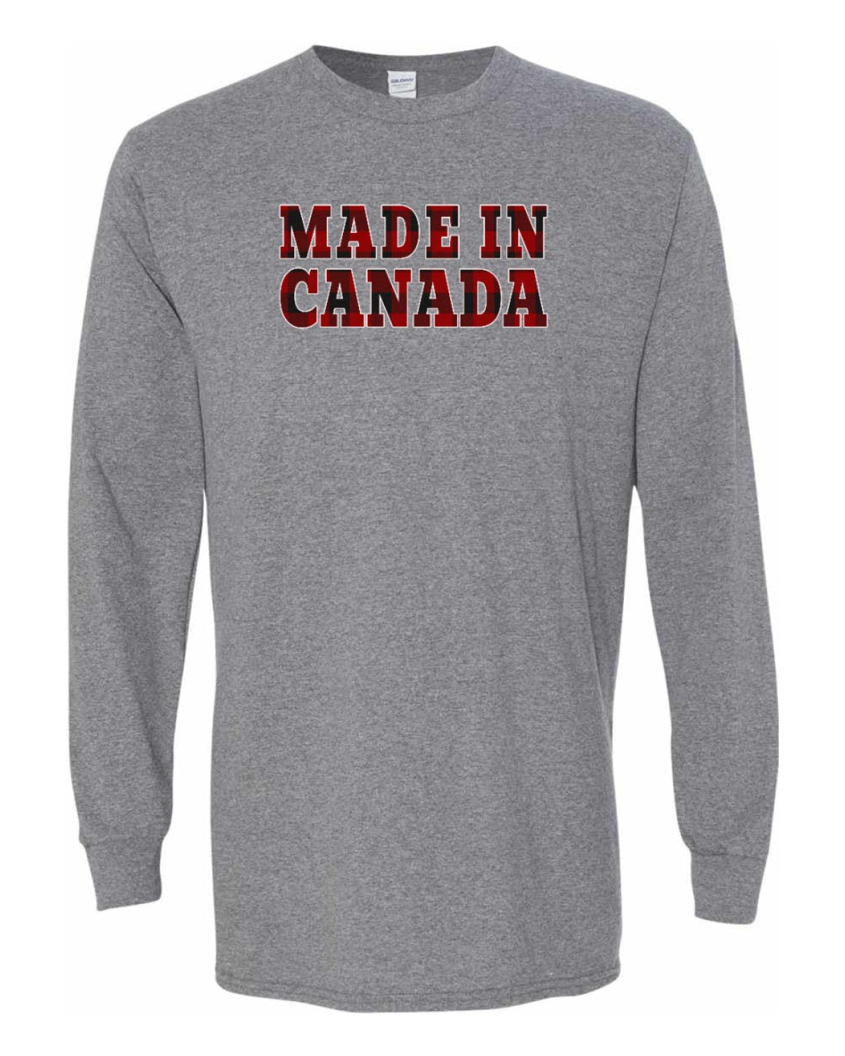 Made in Canada Plaid Background Full Long Sleeve - Unisex