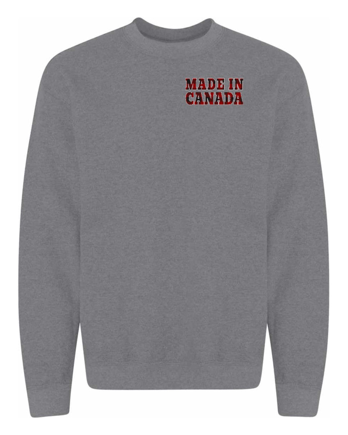 Made in Canada Plaid Background Left Chest Crewneck - Unisex