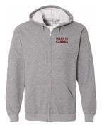 Made in Canada Plaid Background Left Chest Zip Hoodie - Unisex