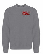 Made in Canada Plaid Background Left Chest and Back Crewneck