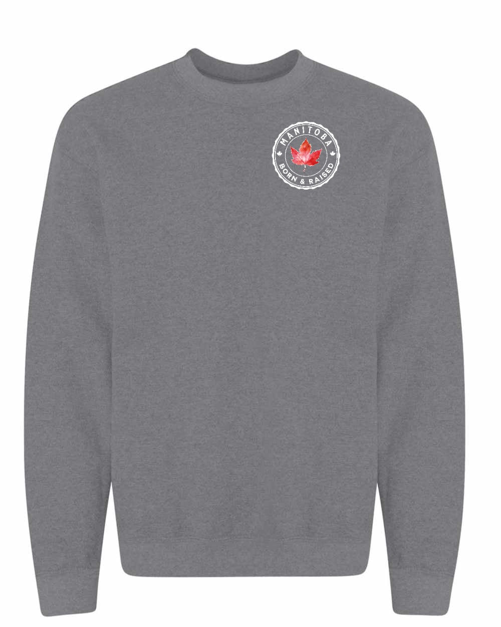 Born and Raised Manitoba Left Chest and Back Crewneck - Gildan Canada (sewn Internationally)