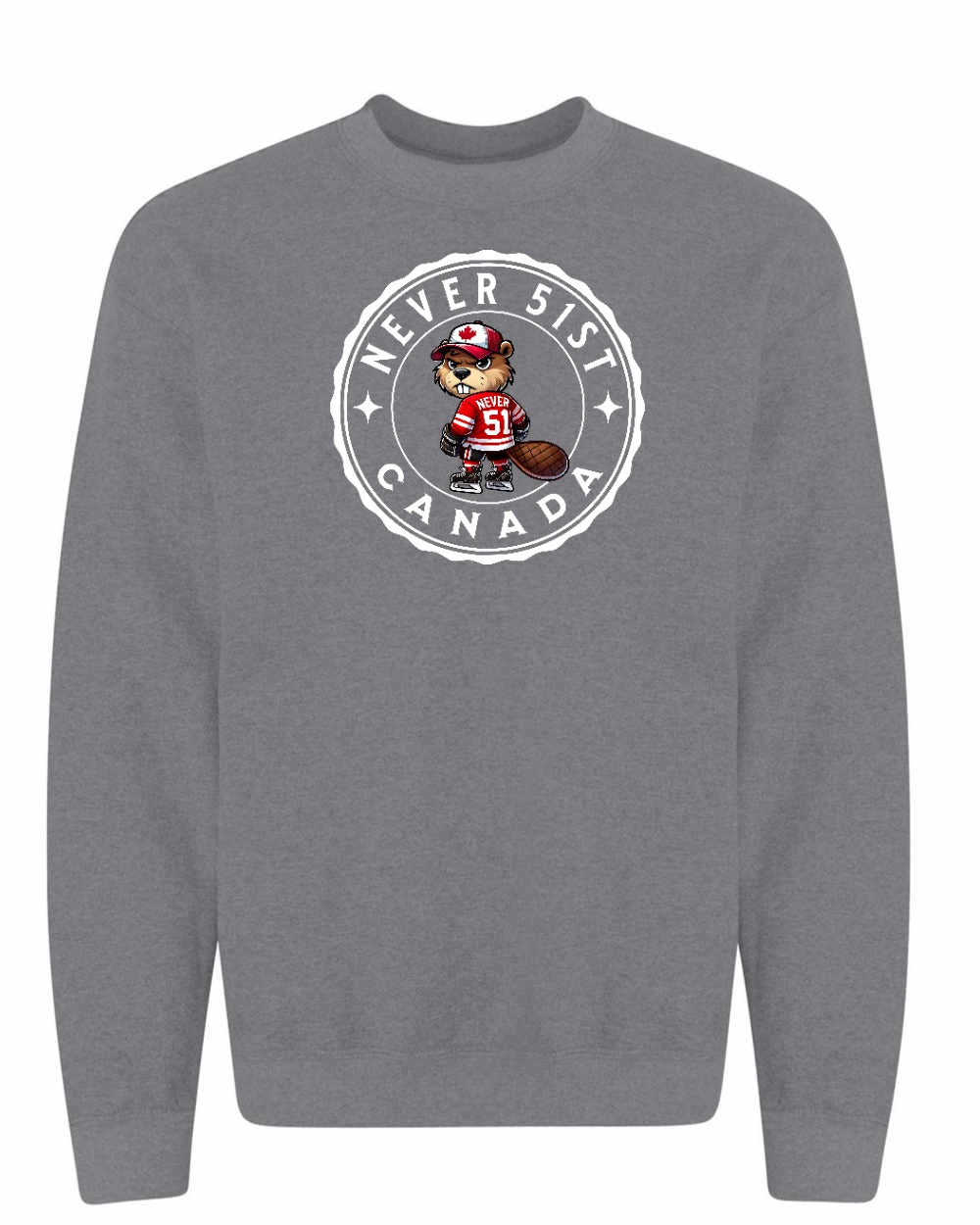 Never 51st Beaver Full Crewneck - Gildan Canada (sewn Internationally)
