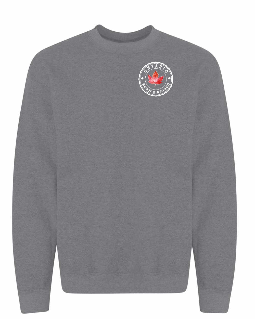 Born and Raised Ontario Left Chest and Back Crewneck