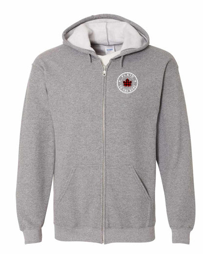 Plaid to the Bone Circle Leaf Left Chest Zip Hoodie - Gildan Canada (sewn Internationally)