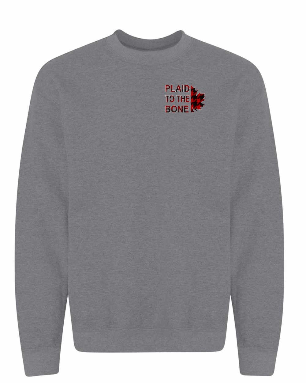 Plaid to the Bone Stacked Leaf Left Chest and Back Crewneck - Gildan Canada (sewn Internationally)
