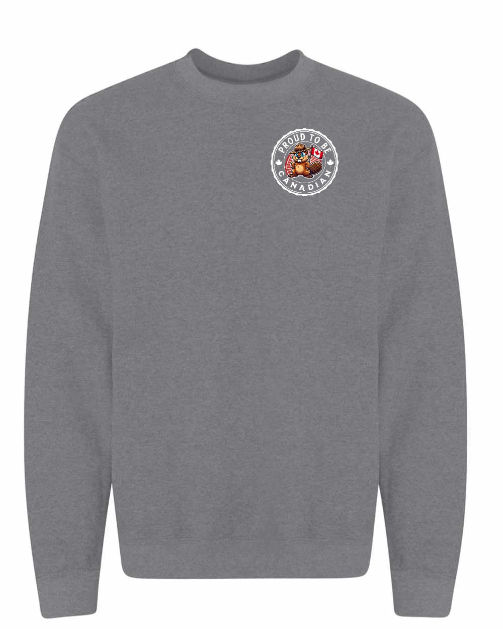 Proud to be Canadian Beaver Left Chest and Back Crewneck - Gildan Canada (sewn Internationally)