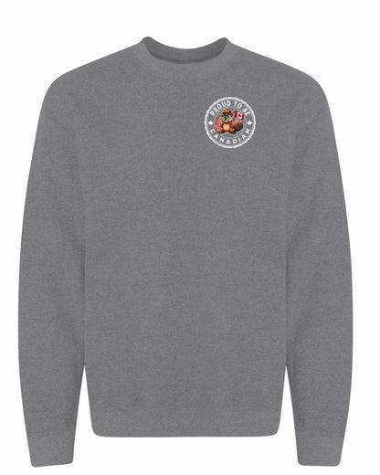 Proud to be Canadian Beaver Left Chest and Back Crewneck - Gildan Canada (sewn Internationally)
