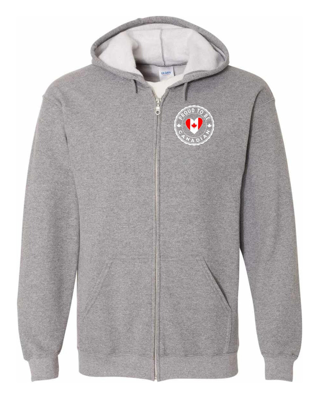 Proud to be Canadian Heart Flag Left Chest Zip Hoodie - Unisex