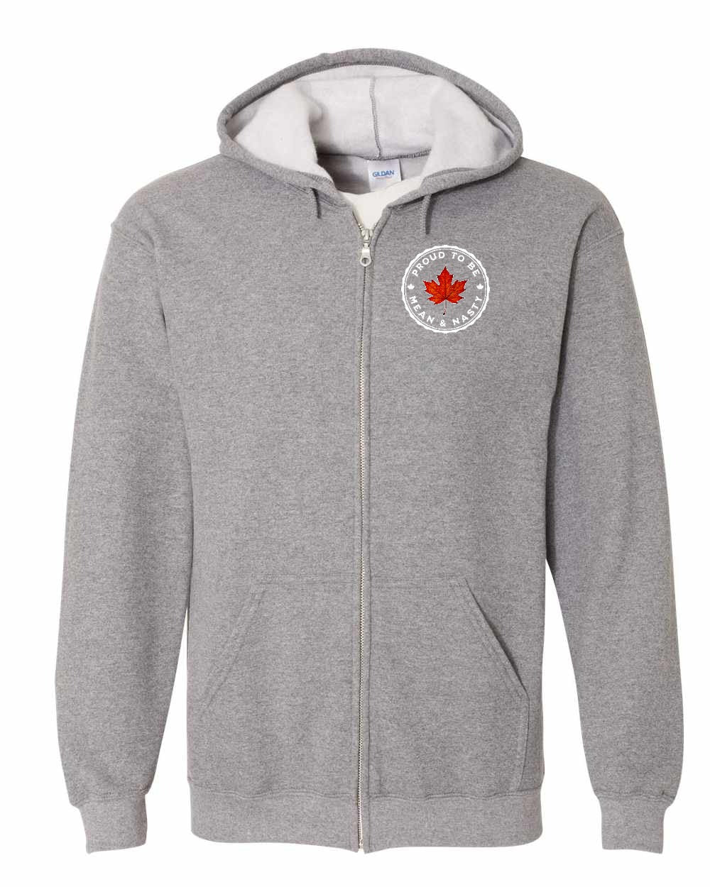 Proud Mean & Nasty Leaf Left Chest and Back Zip Hoodie - Unisex